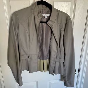 Gray faux leather peplum jacket